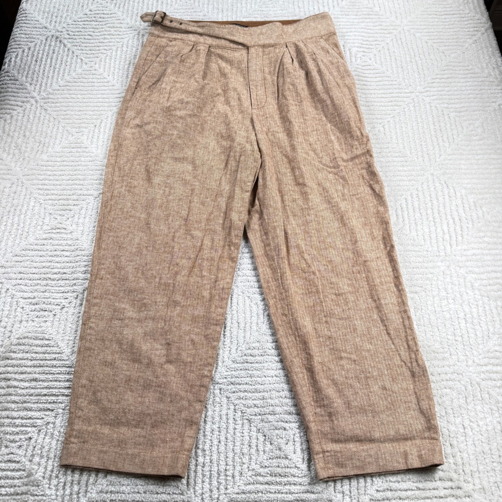 Banana Republic Pants Women 14 Safari Herringbone Linen Old Money Quiet Luxury